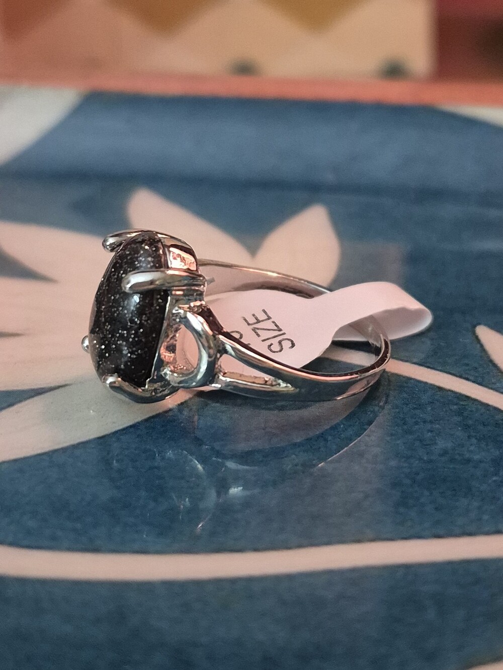 ✨️Sparkling Black Druzy Stone- Oval Ring✨️ - Picture 2 of 4